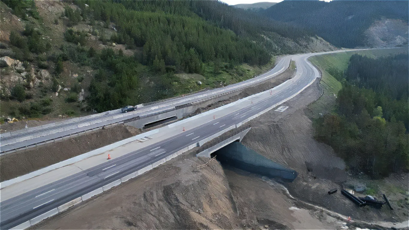 Image of a large road passing along a hill