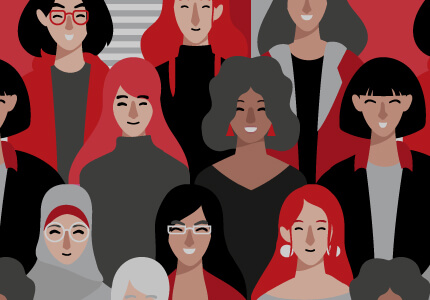 cartoon graphic of many different women together