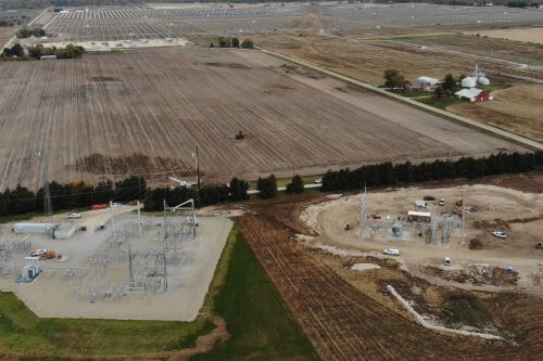 fields and substation
