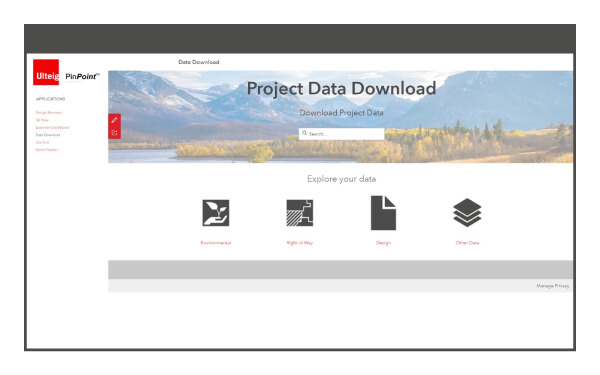 computer screen that says project data download