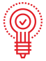 icon of lightbulb with a check mark inside of it