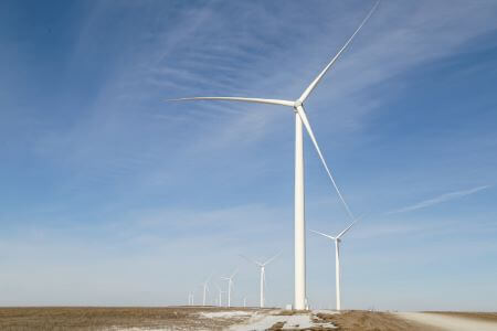 field with multiple wind turbines