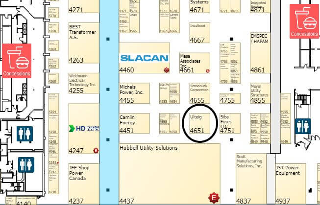 map of conference booth locations with 4651 circled to show where Ulteig will be