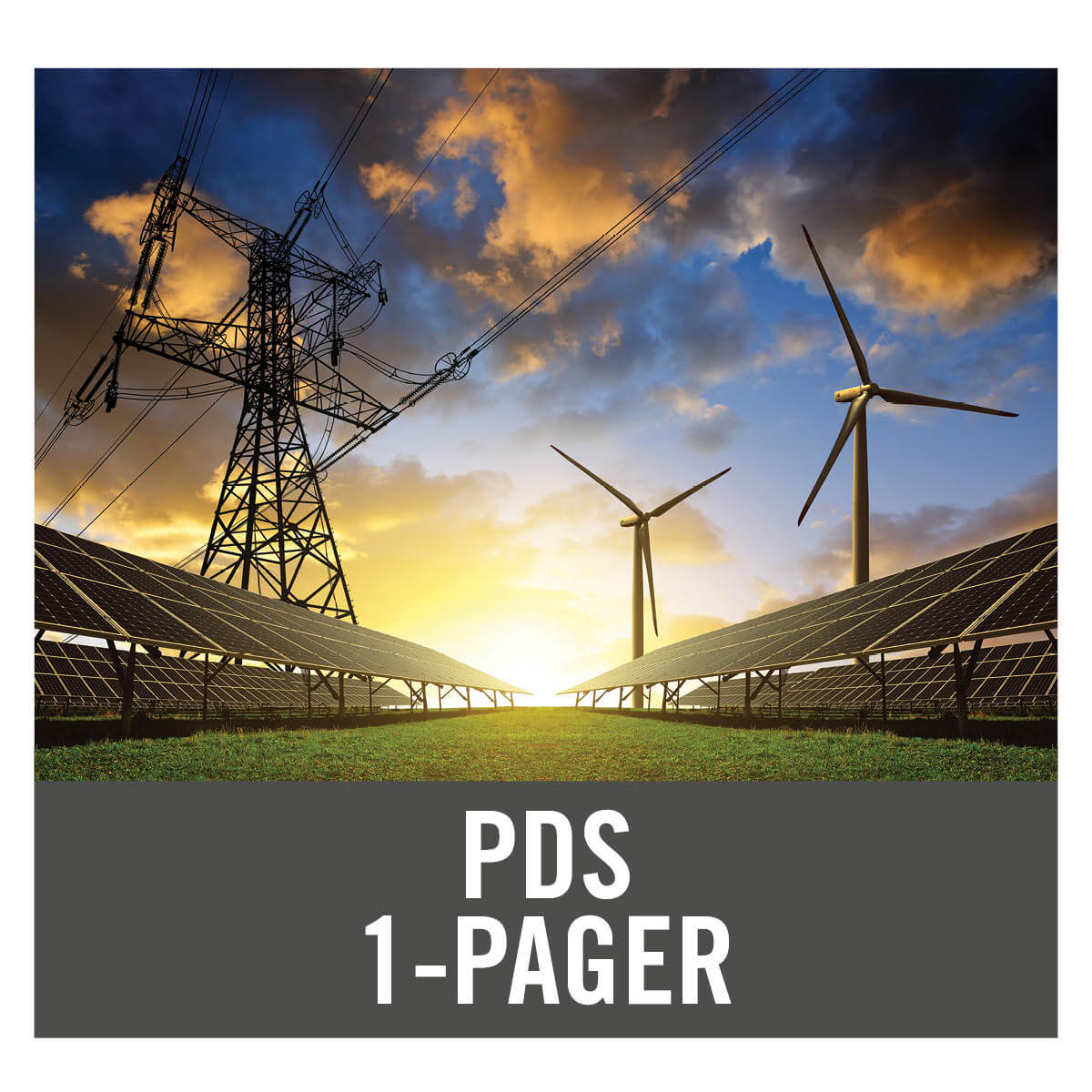power lines and wind turbines with label of PDS 1 Pager