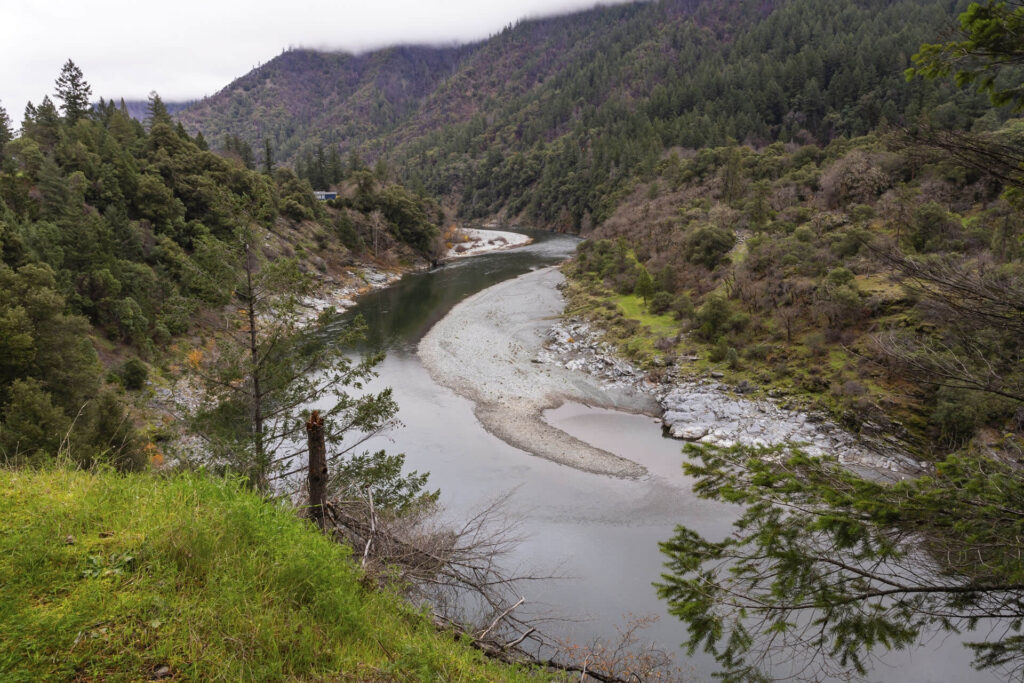 river running through mountains