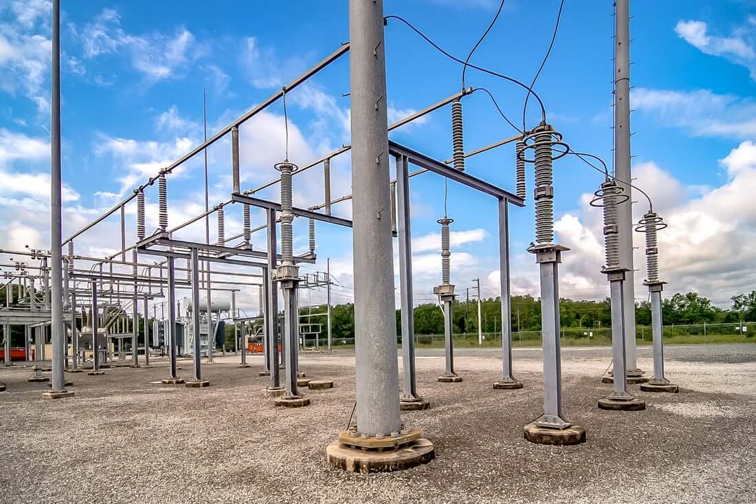substation with blue sky