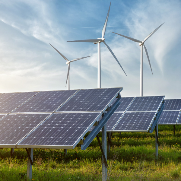 Wind turbines and solar panels