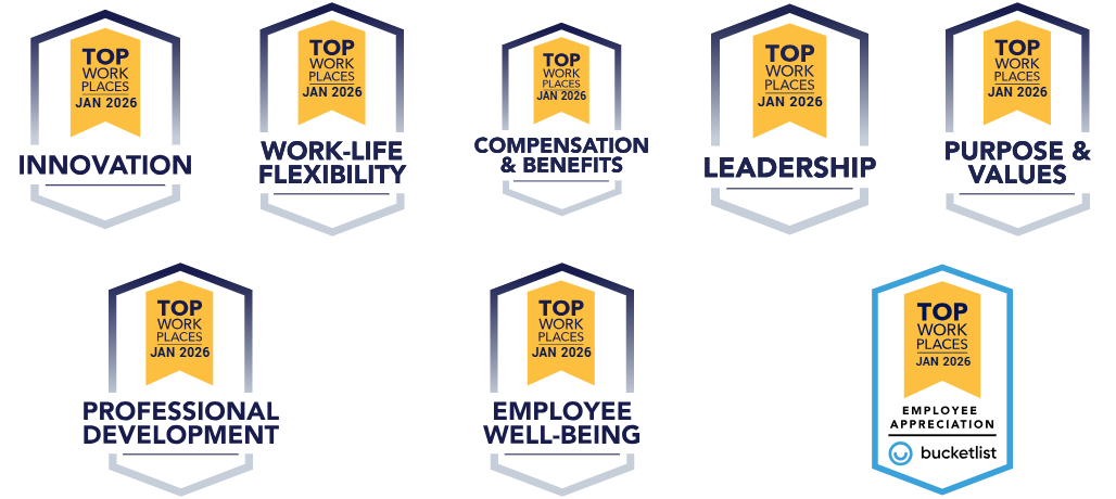Top Workplace Cultural Excellence 2026: Innovation, Work/Life Flexibility, Compensation & Benefits, Leadership, Purpose & Values, Professional Development, Employee Well-Being